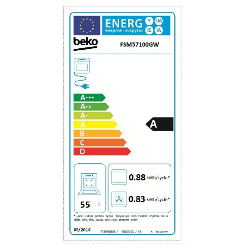 ΚΟΥΖΙΝΑ ΗΛΕΚΤΡΙΚΗ ΕΛΕΥΘΕΡΗ BEKO FSM 57100GW (ΚΕΡΑΜΙΚΗ / 50LT / A / ΛΕΥΚΗ)